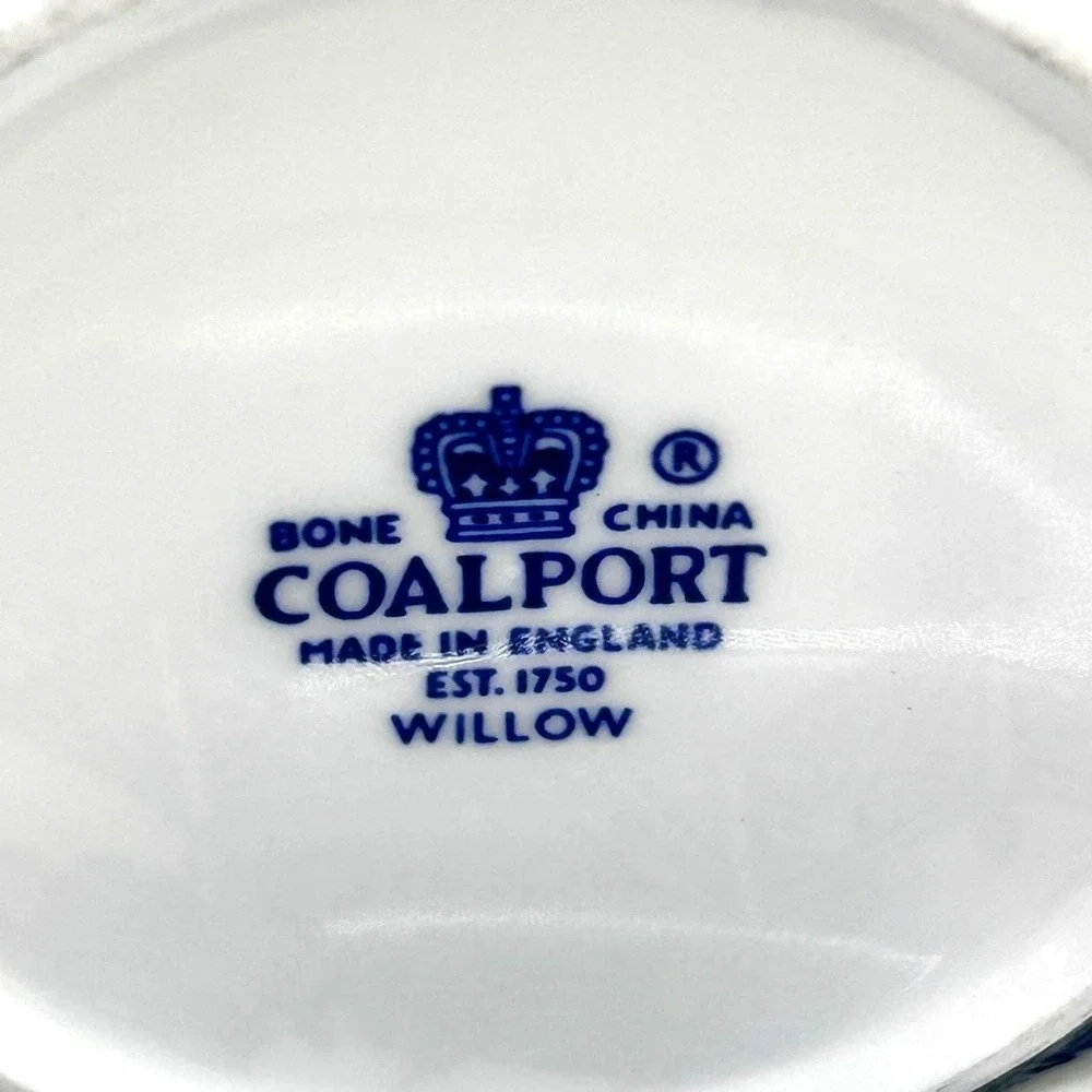 Coalport Blue Willow Demitasse Cup & Saucer Set Bone China Gold Trim - Damaged
